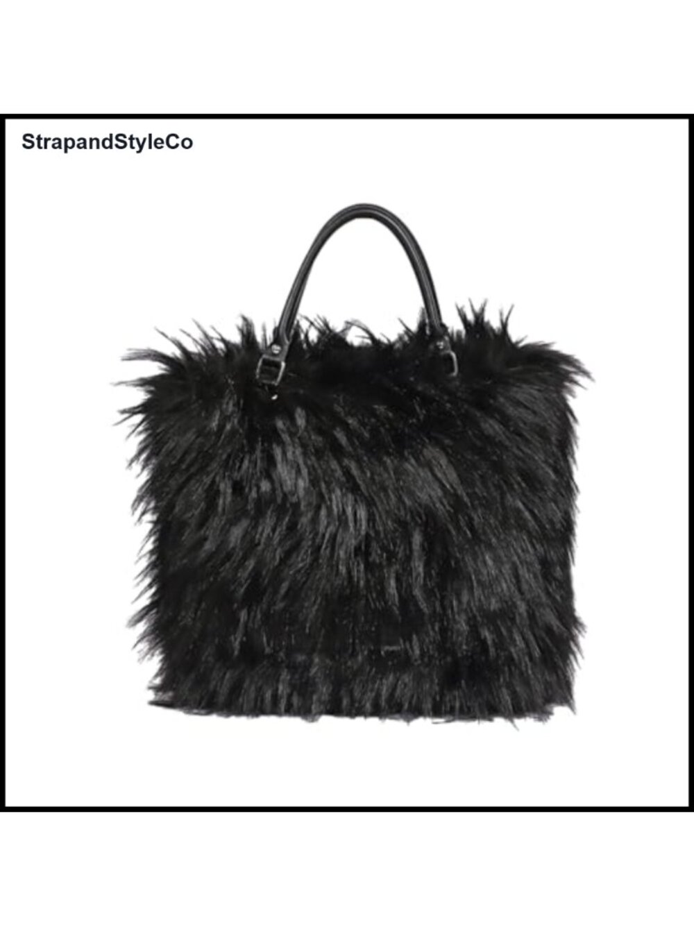 Oversized Faux Fur Tote Bag with Leather Handles